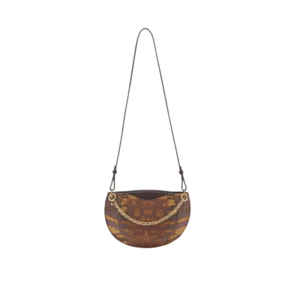 Ulla Johnson Mira Crossbody Shoulder Bag Purse Womens Brown Tiger Eye Leather